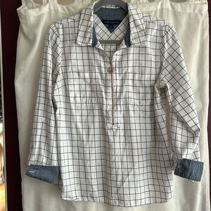 Tommy Hilfiger blue & white checked cotton popover